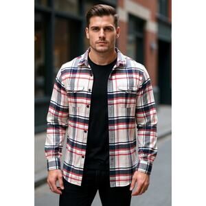 North Face Navy Orange Plaid Flannel Mens XXL 100% Cotton Hiking Outdoors Casual